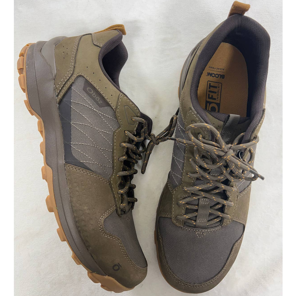 Oboz Sypes Low Hiking Trail Lace up Leather Shoe in Wood Brown Men's 12 EU 46